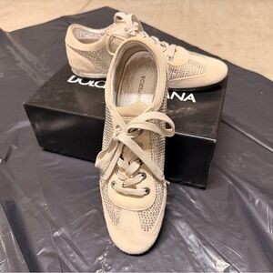 Dolce & Gabbana Beige Mesh Sneakers